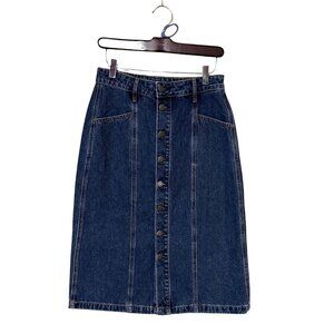 Old Navy Womens Denim Button-Front Midi Skirt Size 2 Blue Cotton Casual